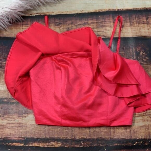 Hot Pink Ruffle Crop Top - Picture 4 of 7